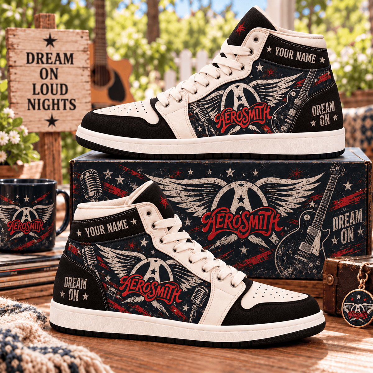Aerosmith PLBAND17B01 Personalized High Top Sneakers Gifts For Fan