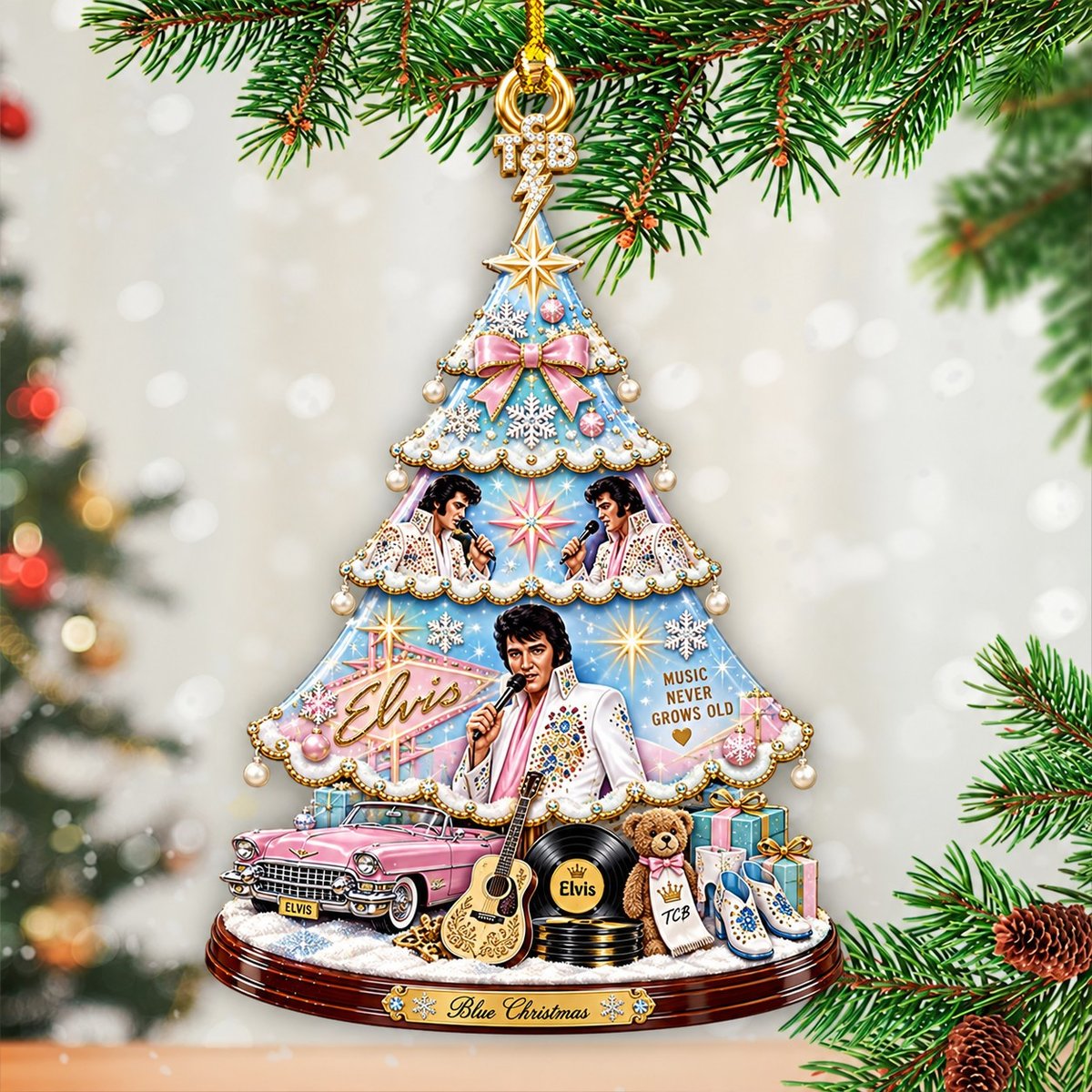 Elvis Presley Blue Christmas Acrylic Ornament