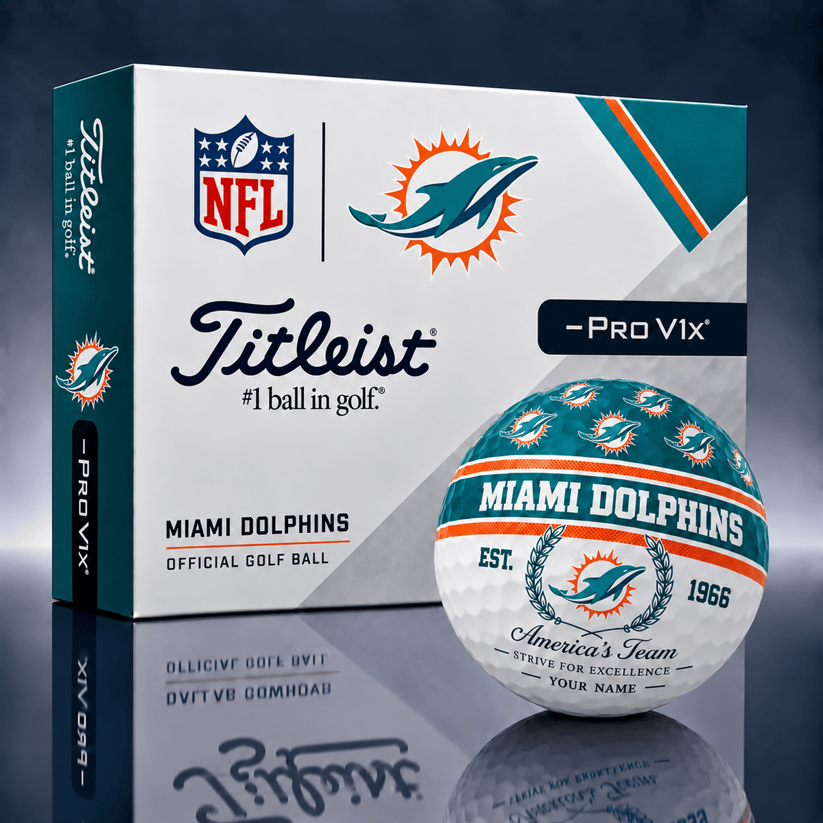 Miami Dolphins Personalized Golf Ball Limited Edition