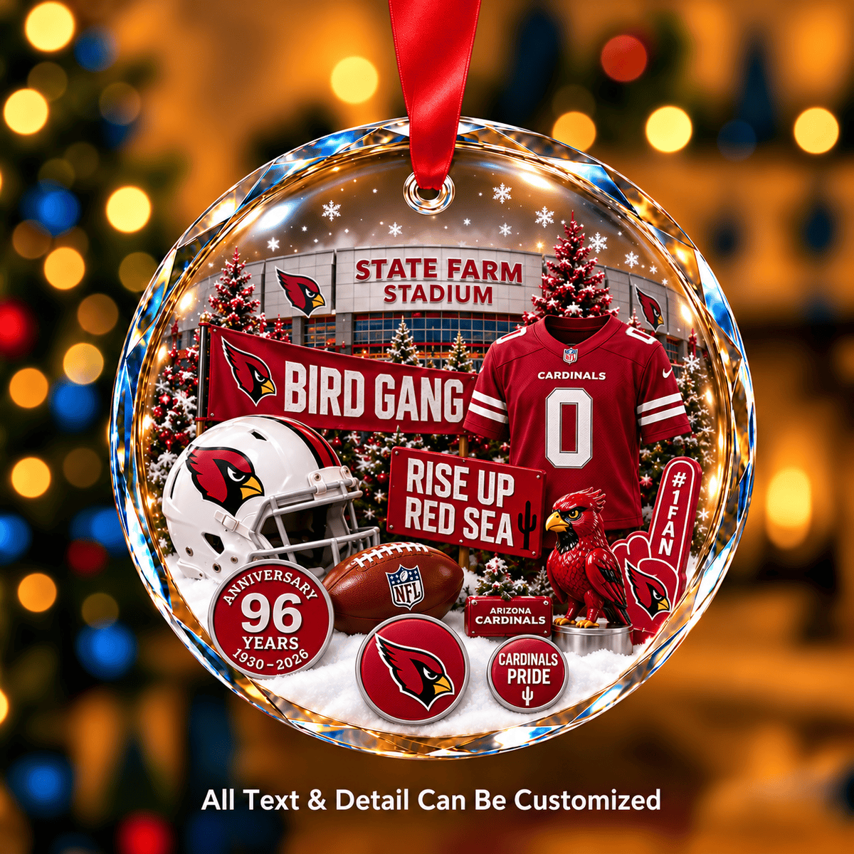 Arizona Cardinals NFLxChristmas Personalized Circle Glass Ornament – Premium Limited Edition Gift for Fan