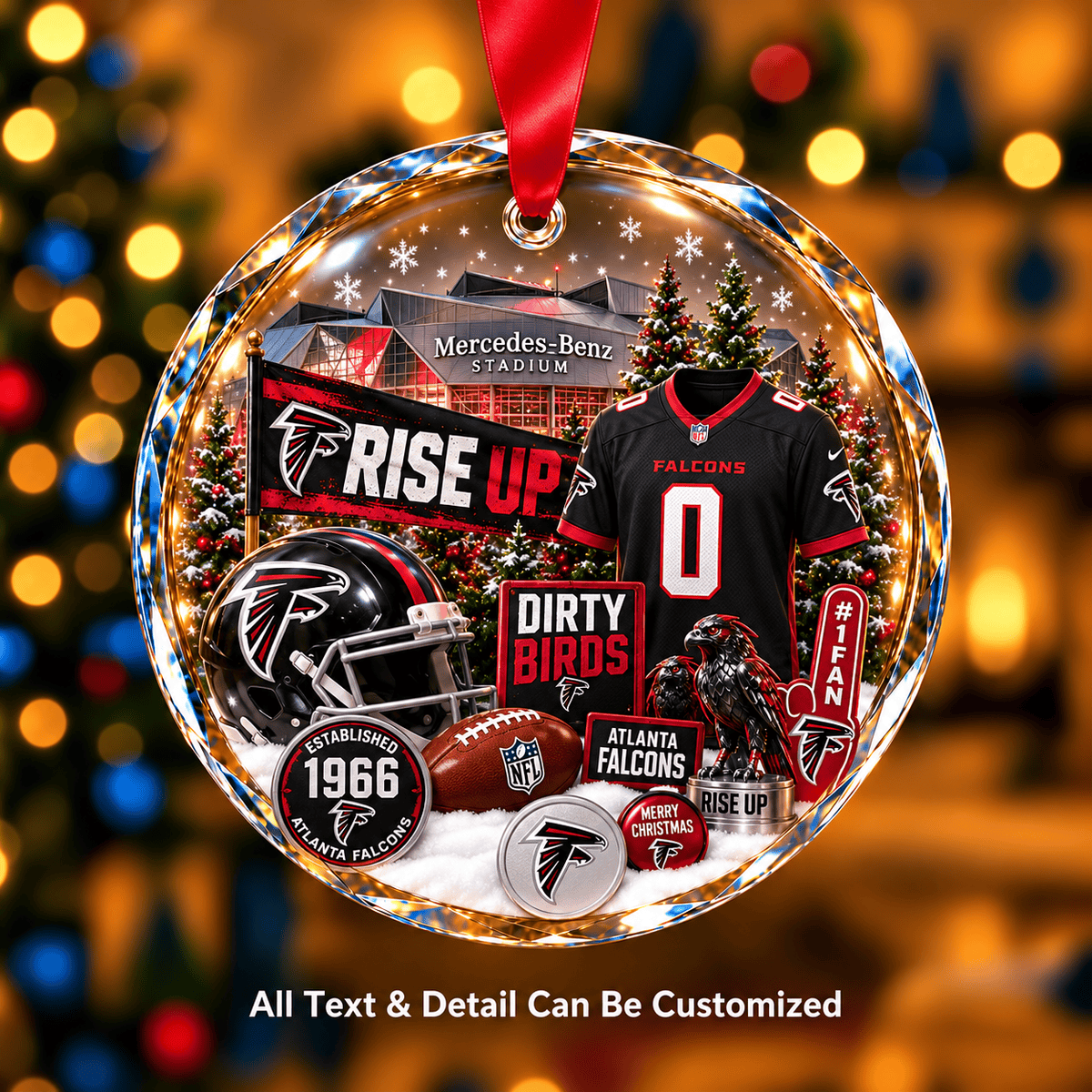 Atlanta Falcons NFLxChristmas Personalized Circle Glass Ornament – Premium Limited Edition Gift for Fan