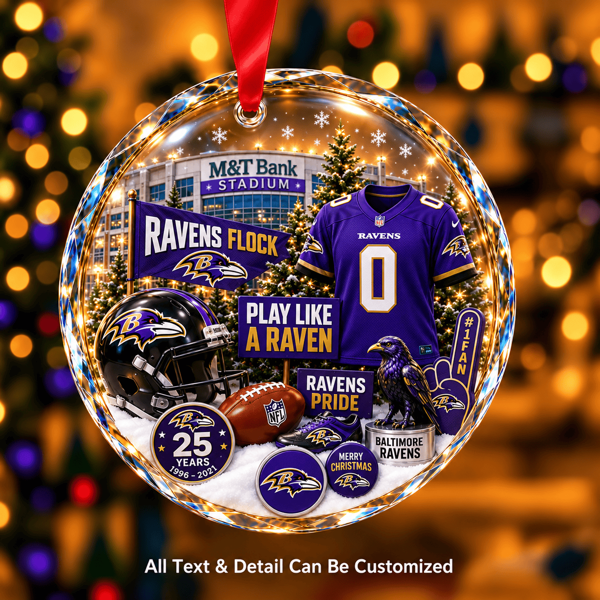 Baltimore Ravens NFLxChristmas Personalized Circle Glass Ornament – Premium Limited Edition Gift for Fan