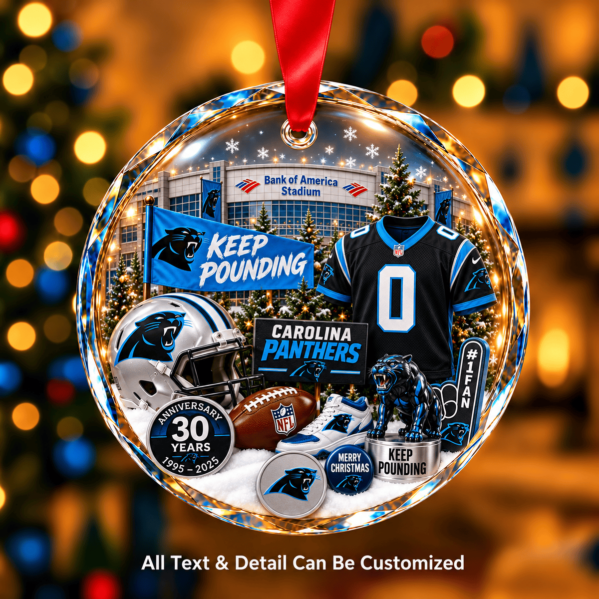 Carolina Panthers NFLxChristmas Personalized Circle Glass Ornament – Premium Limited Edition Gift for Fan