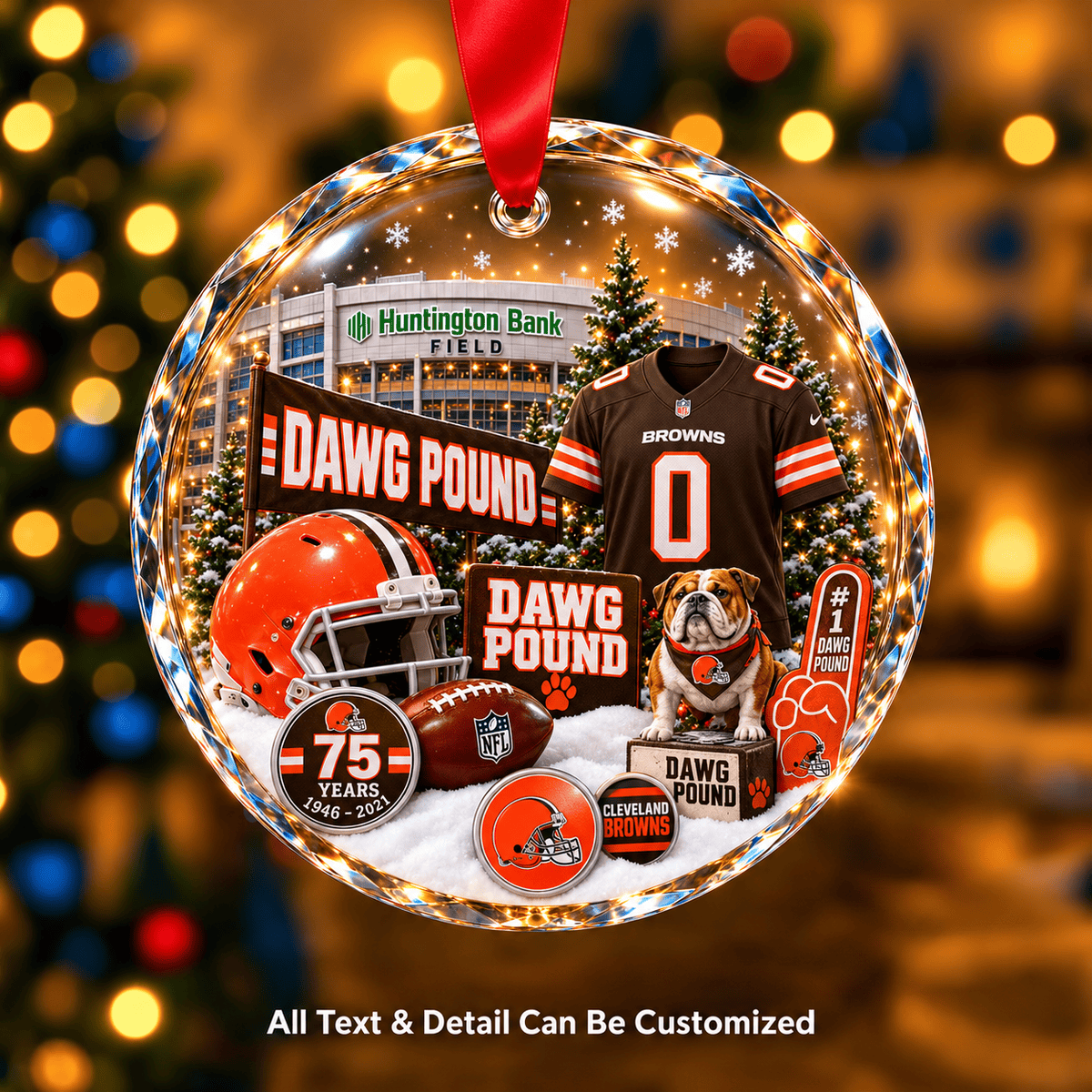 Cleveland Browns NFLxChristmas Personalized Circle Glass Ornament – Premium Limited Edition Gift for Fan