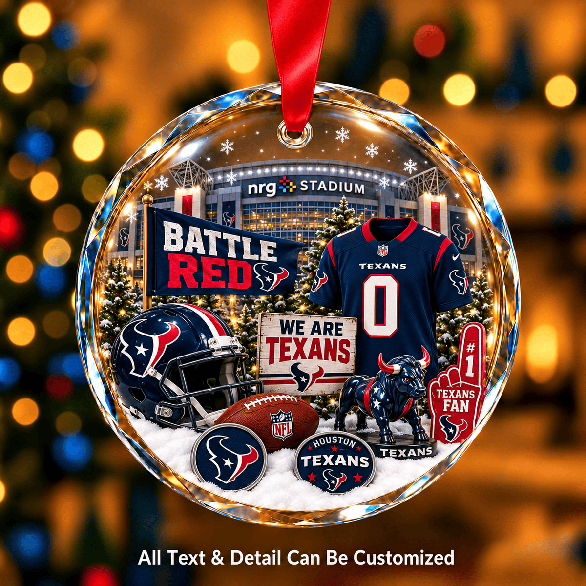 Houston Texans NFLxChristmas Personalized Circle Glass Ornament – Premium Limited Edition Gift for Fan