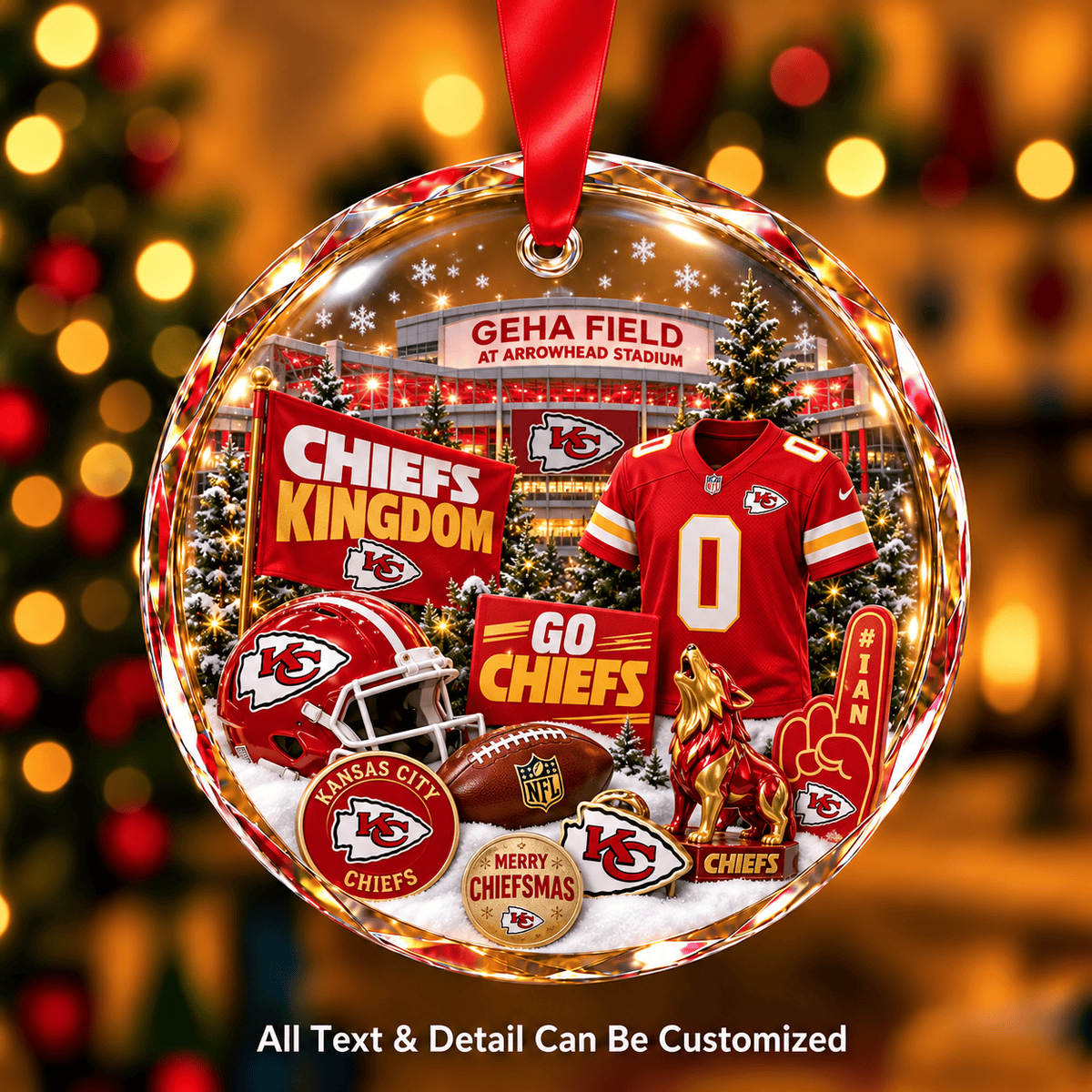Kansas City Chiefs NFLxChristmas Personalized Circle Glass Ornament – Premium Limited Edition Gift for Fan