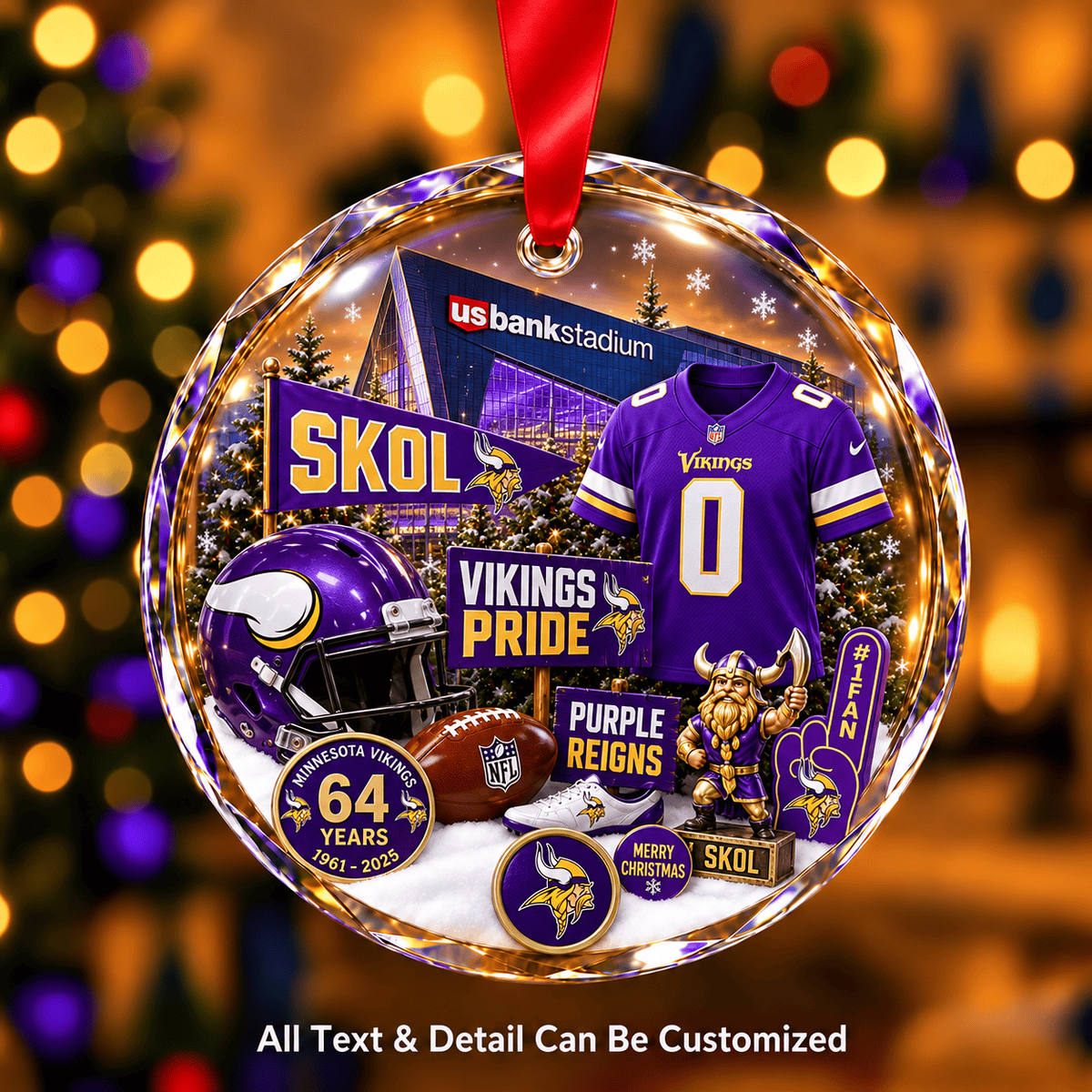 Minnesota Vikings NFLxChristmas Personalized Circle Glass Ornament – Premium Limited Edition Gift for Fan