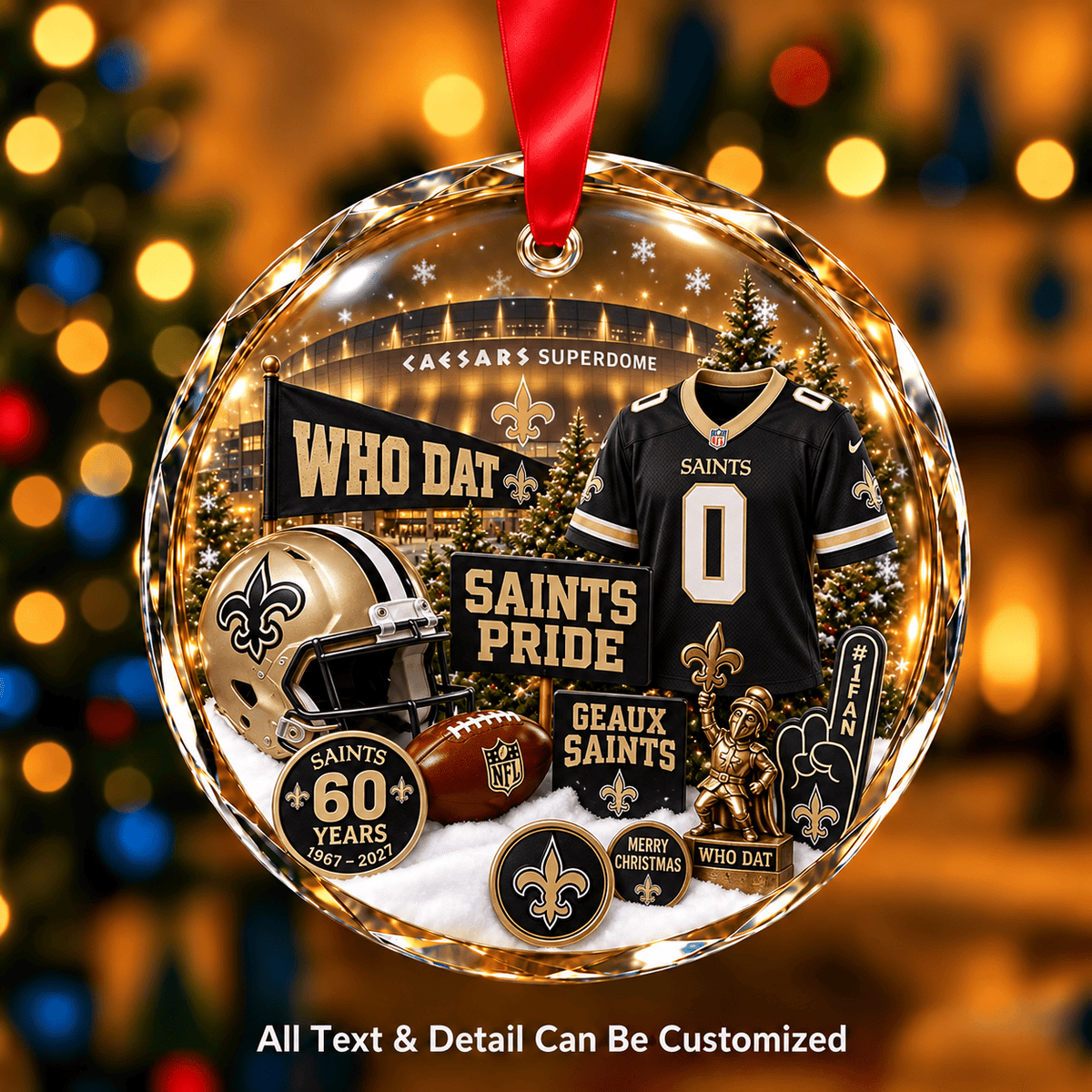 New Orleans Saints NFLxChristmas Personalized Circle Glass Ornament – Premium Limited Edition Gift for Fan