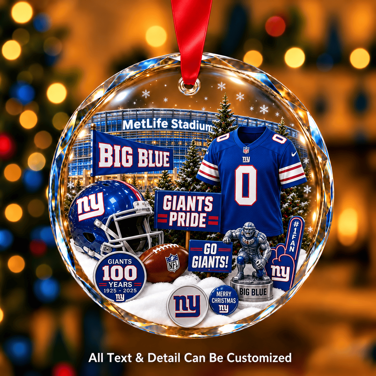 New York Giants NFLxChristmas Personalized Circle Glass Ornament – Premium Limited Edition Gift for Fan
