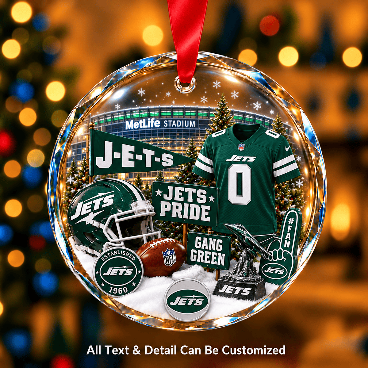 New York Jets NFLxChristmas Personalized Circle Glass Ornament – Premium Limited Edition Gift for Fan