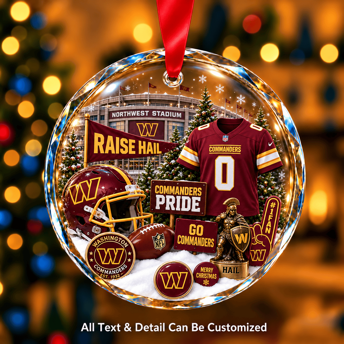 Washington Commanders NFLxChristmas Personalized Circle Glass Ornament – Premium Limited Edition Gift for Fan