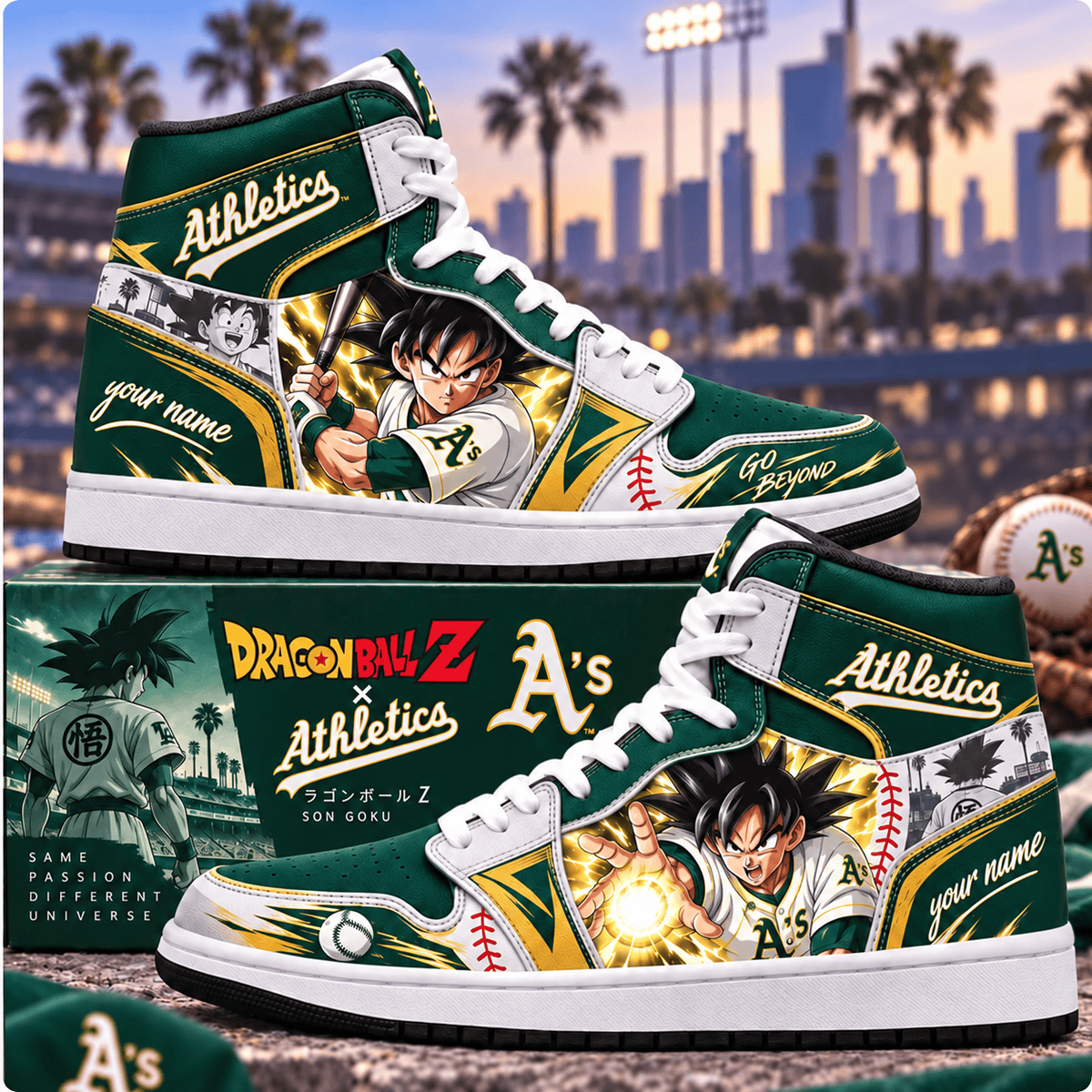 Athletics MLB x Son Goku Personalized Baseball Fan Custom Name High Top Sneakers