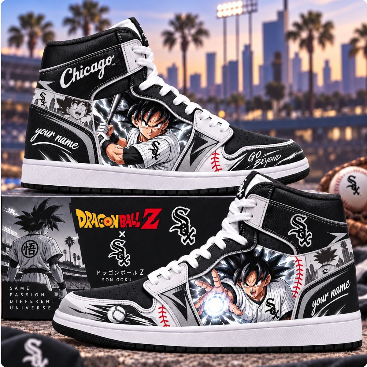 Chicago White Sox MLB x Son Goku Personalized Baseball Fan Custom Name High Top Sneakers