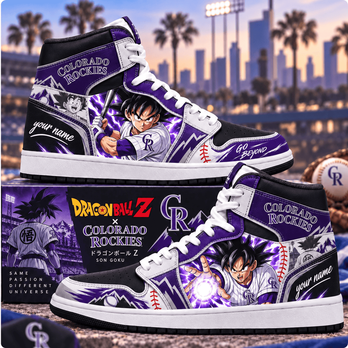 Colorado Rockies MLB x Son Goku Personalized Baseball Fan Custom Name High Top Sneakers
