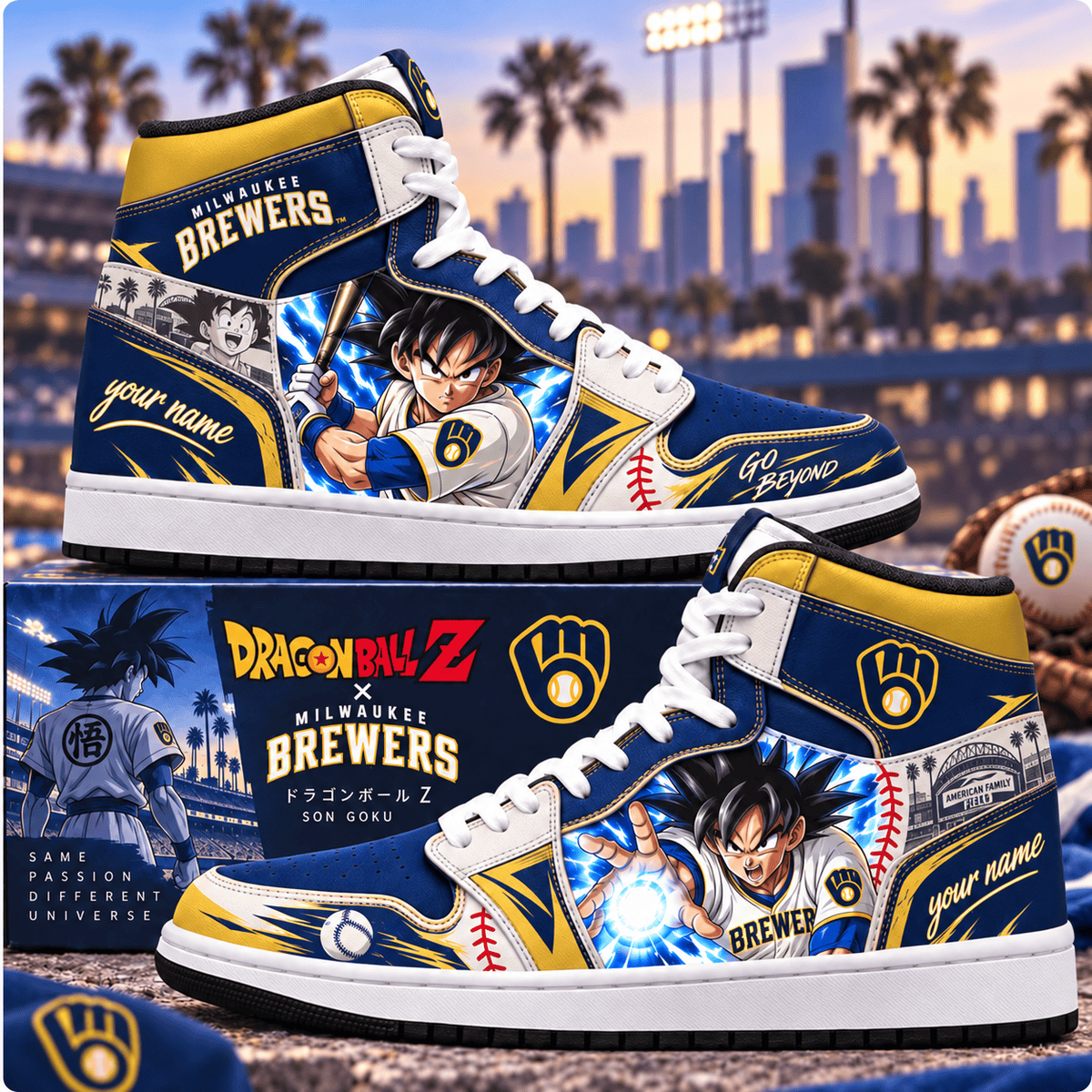Milwaukee Brewers MLB x Son Goku Personalized Baseball Fan Custom Name High Top Sneakers