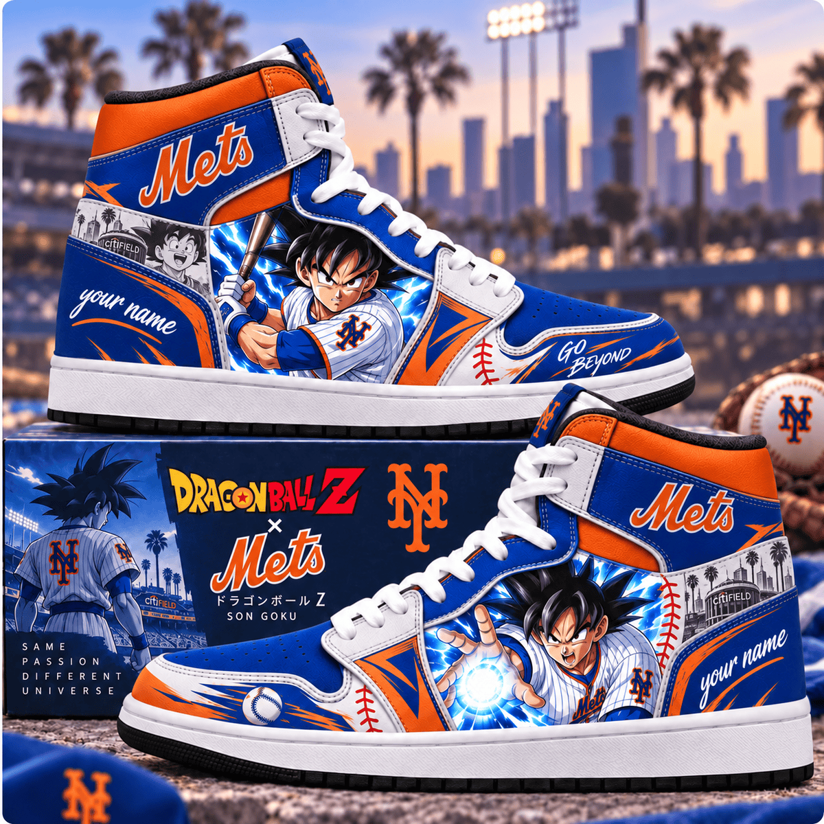 New York Mets MLB x Son Goku Personalized Baseball Fan Custom Name High Top Sneakers
