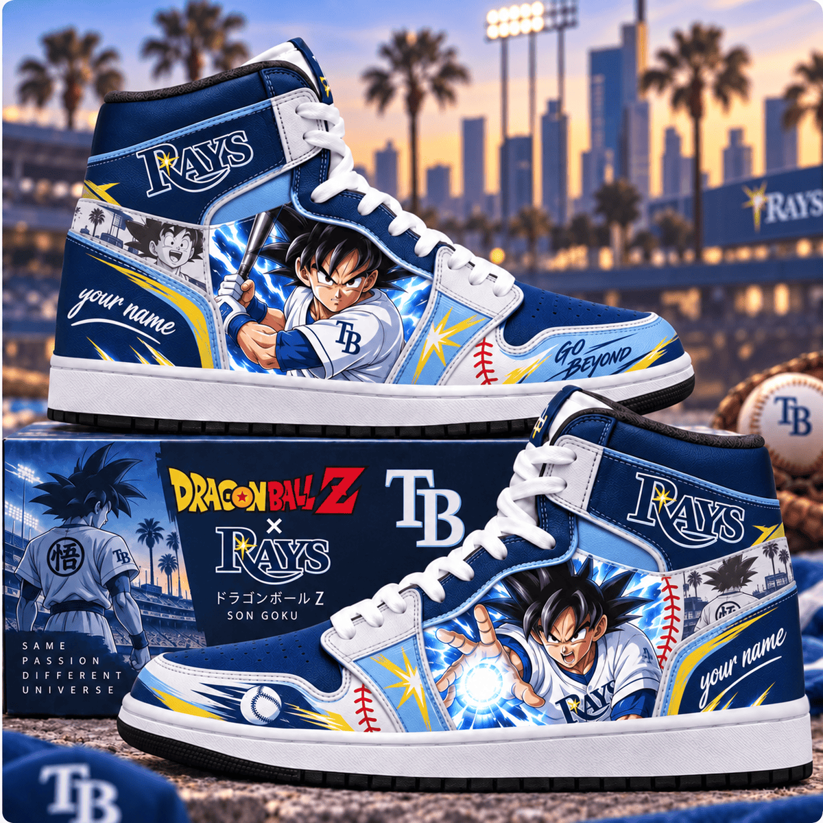 Tampa Bay Rays MLB x Son Goku Personalized Baseball Fan Custom Name High Top Sneakers