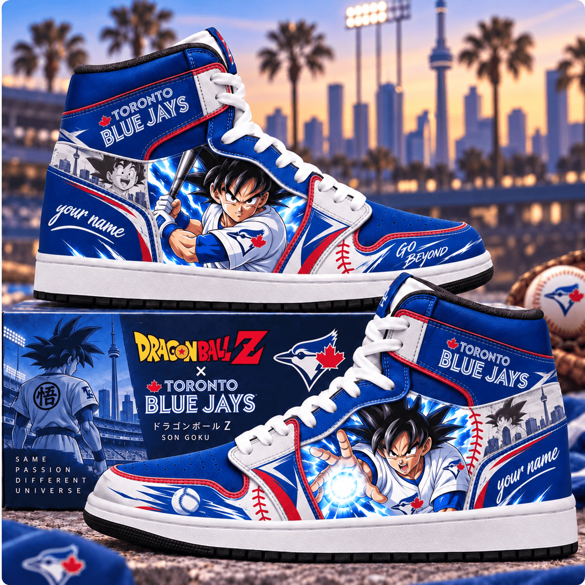 Toronto Blue Jays MLB x Son Goku Personalized Baseball Fan Custom Name High Top Sneakers
