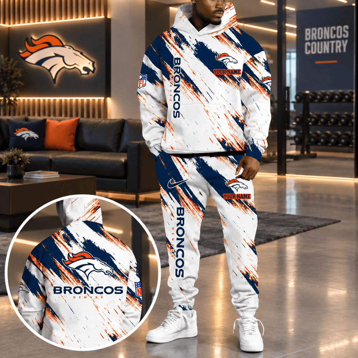 Denver Broncos Personalized NFL Team Hoodie & Sweatpants Set