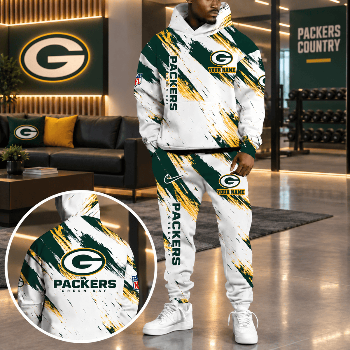 Green Bay Packers Personalized NFL Team Hoodie & Sweatpants Set