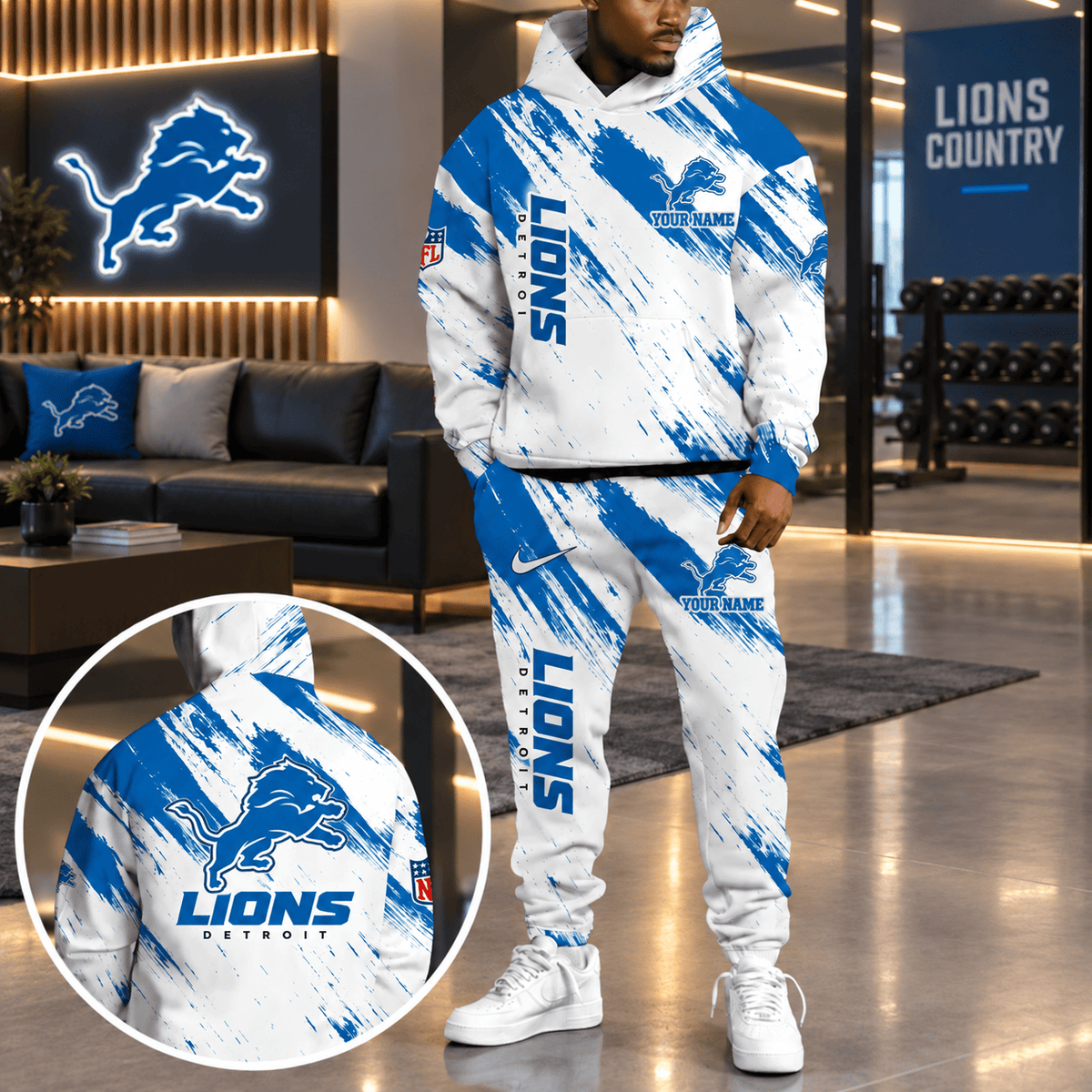 Detroit Lions Personalized NFL Team Hoodie & Sweatpants Set