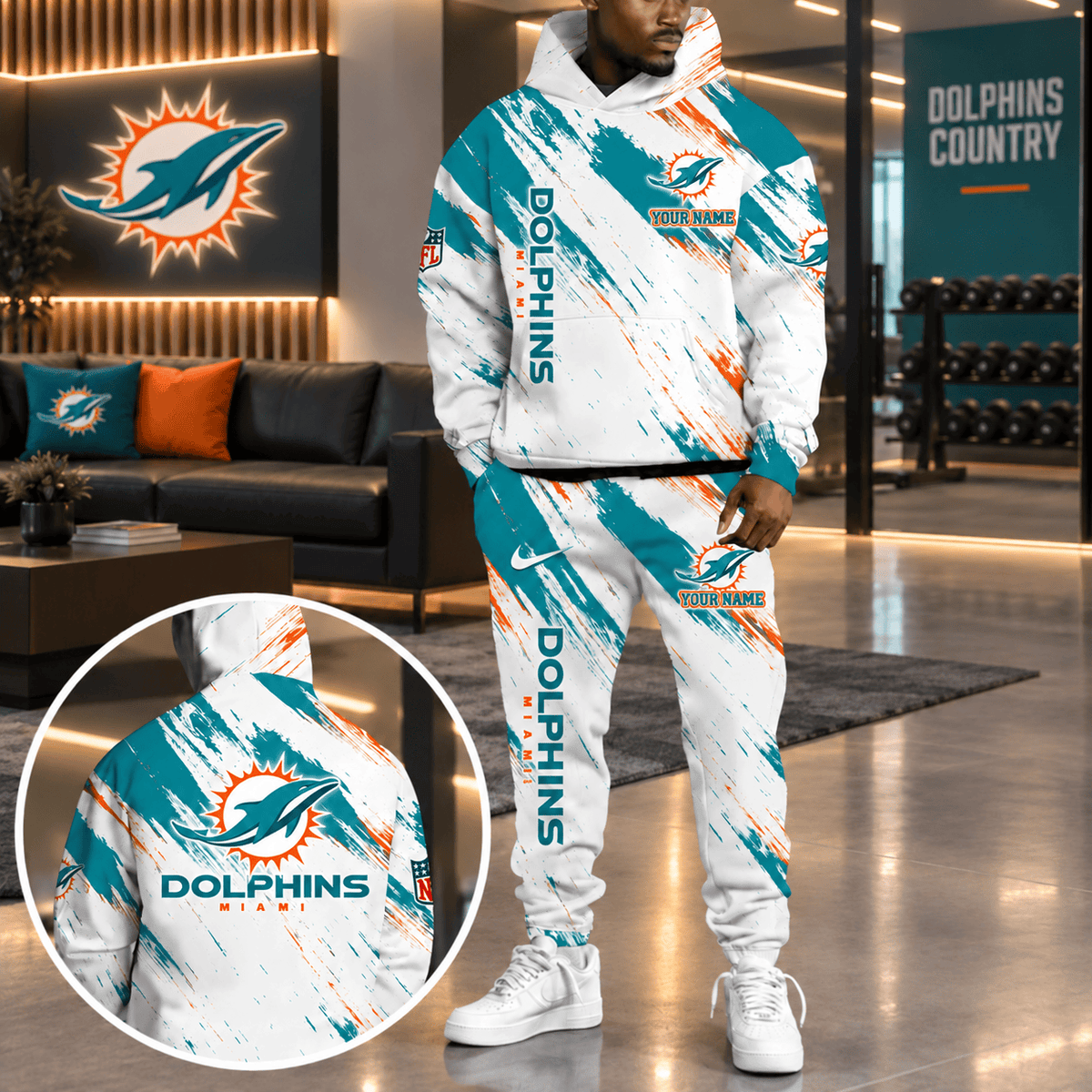 Miami Dolphins Personalized NFL Team Hoodie & Sweatpants Set