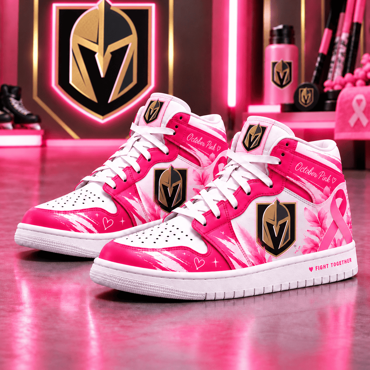 Vegas Golden Knights NHL October Pink Edition Sneakers – Hockey Fan Shoes