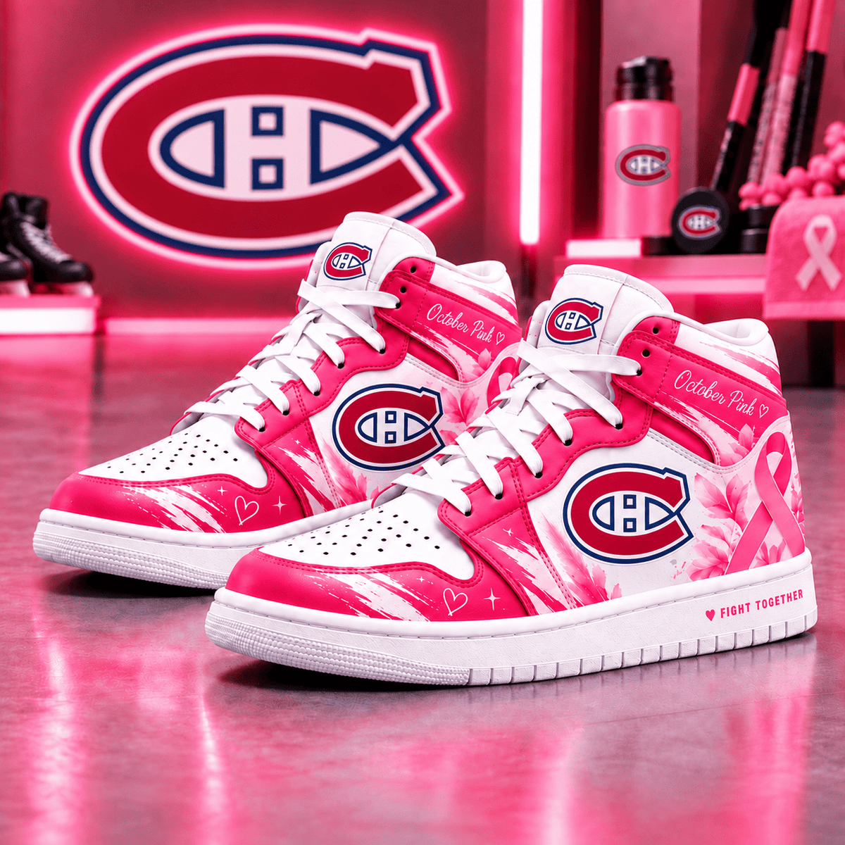 Montreal Canadiens NHL October Pink Edition Sneakers – Hockey Fan Shoes