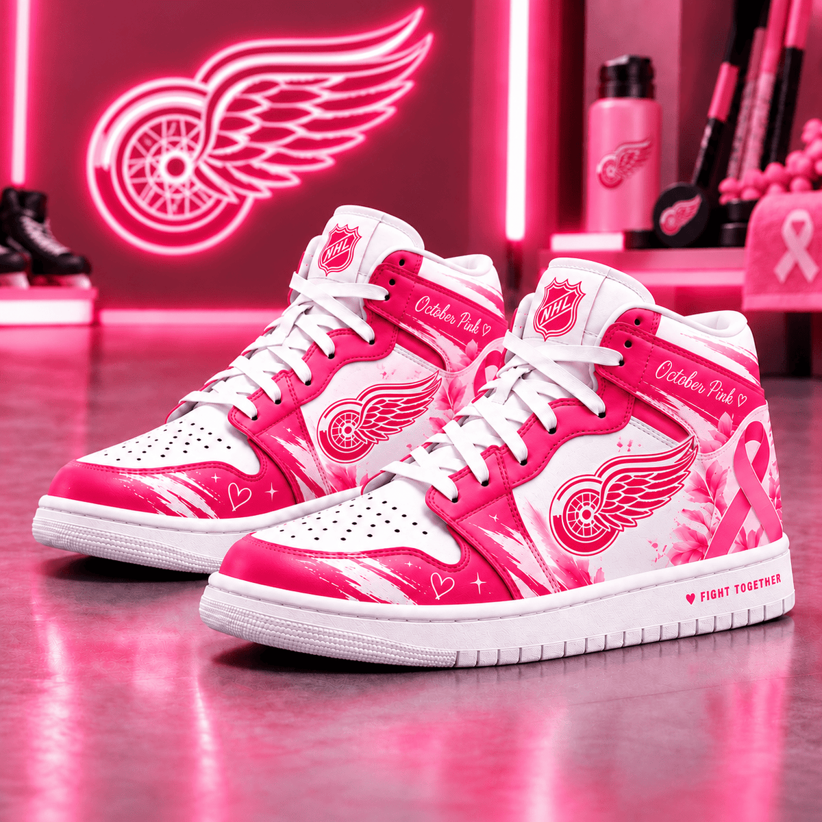 Detroit Red Wings NHL October Pink Edition Sneakers – Hockey Fan Shoes