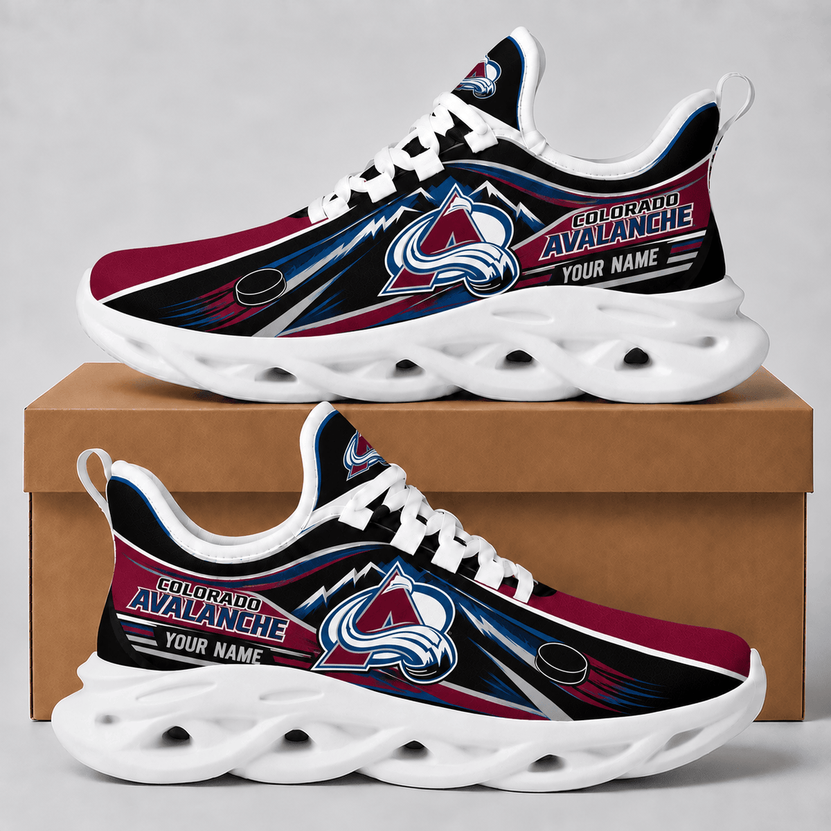 Colorado Avalanche NHL Personalized Team Sneakers – Custom Name Hockey Fan Shoes