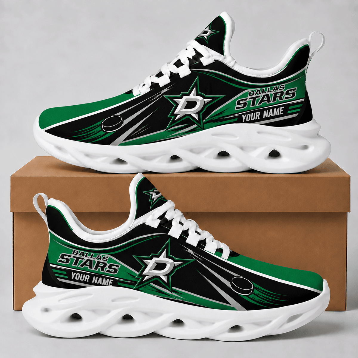 Dallas Stars NHL Personalized Team Sneakers – Custom Name Hockey Fan Shoes