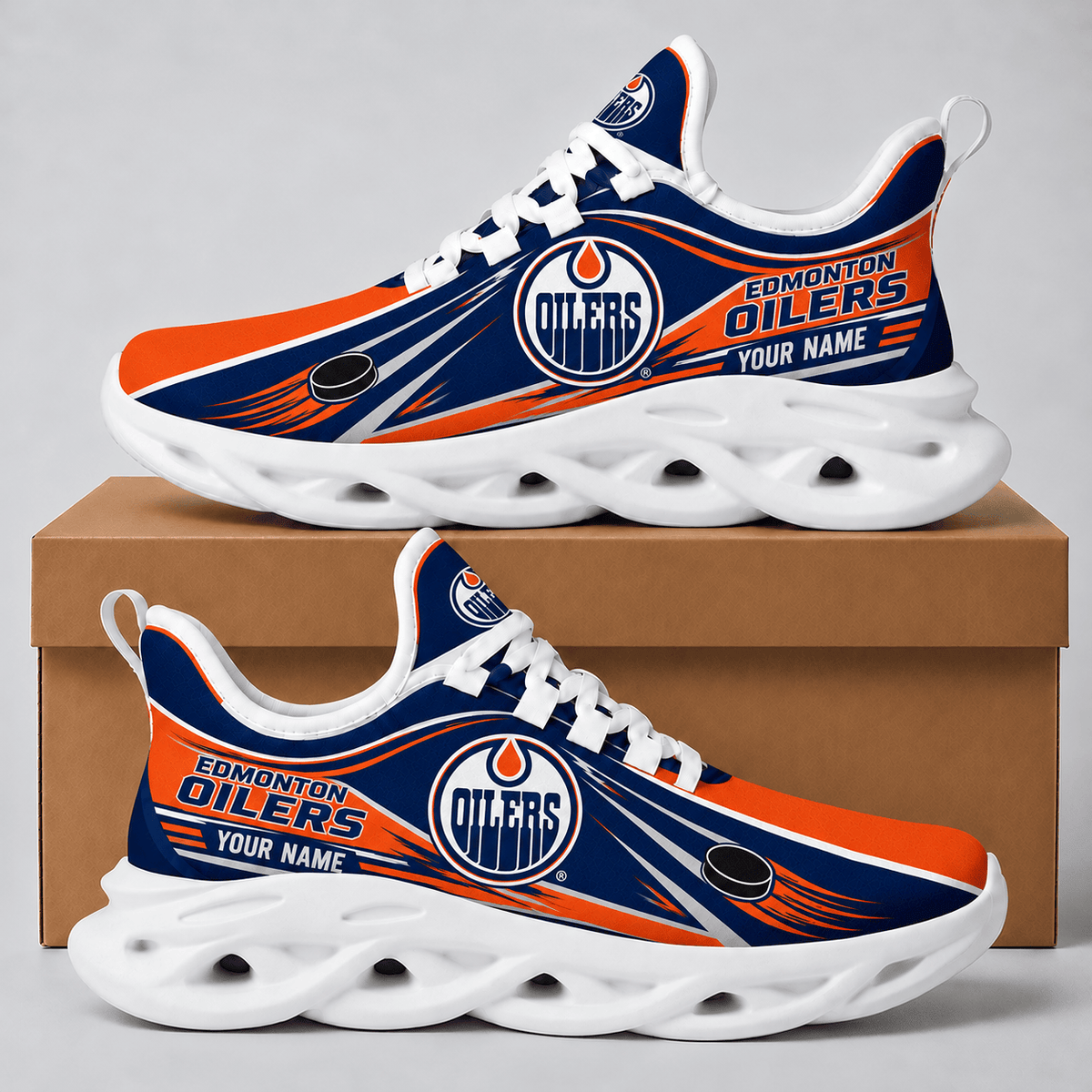 Edmonton Oilers NHL Personalized Team Sneakers – Custom Name Hockey Fan Shoes