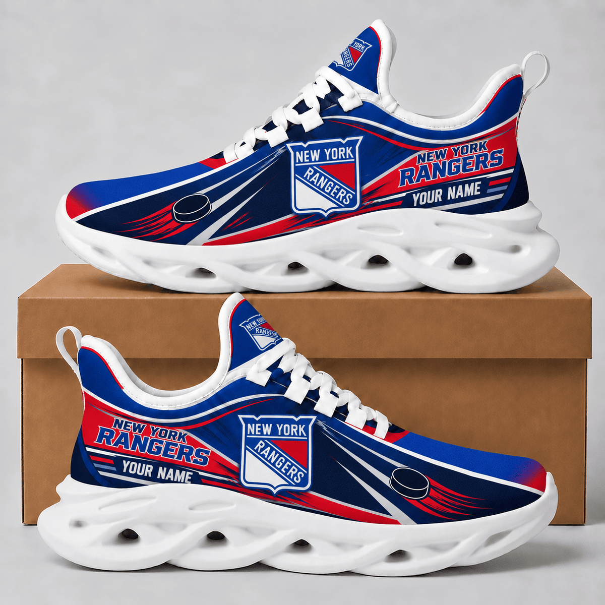 New York Rangers NHL Personalized Team Sneakers – Custom Name Hockey Fan Shoes