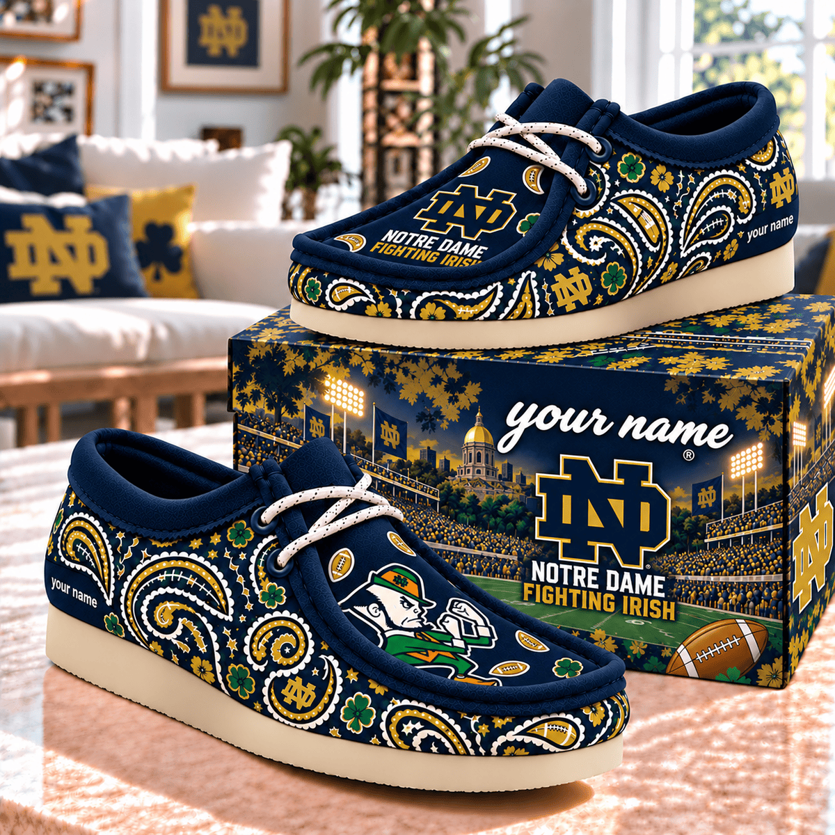 Notre Dame Fighting Irish NCAA Personalized Football Hey Dude Shoes Gift For Fan
