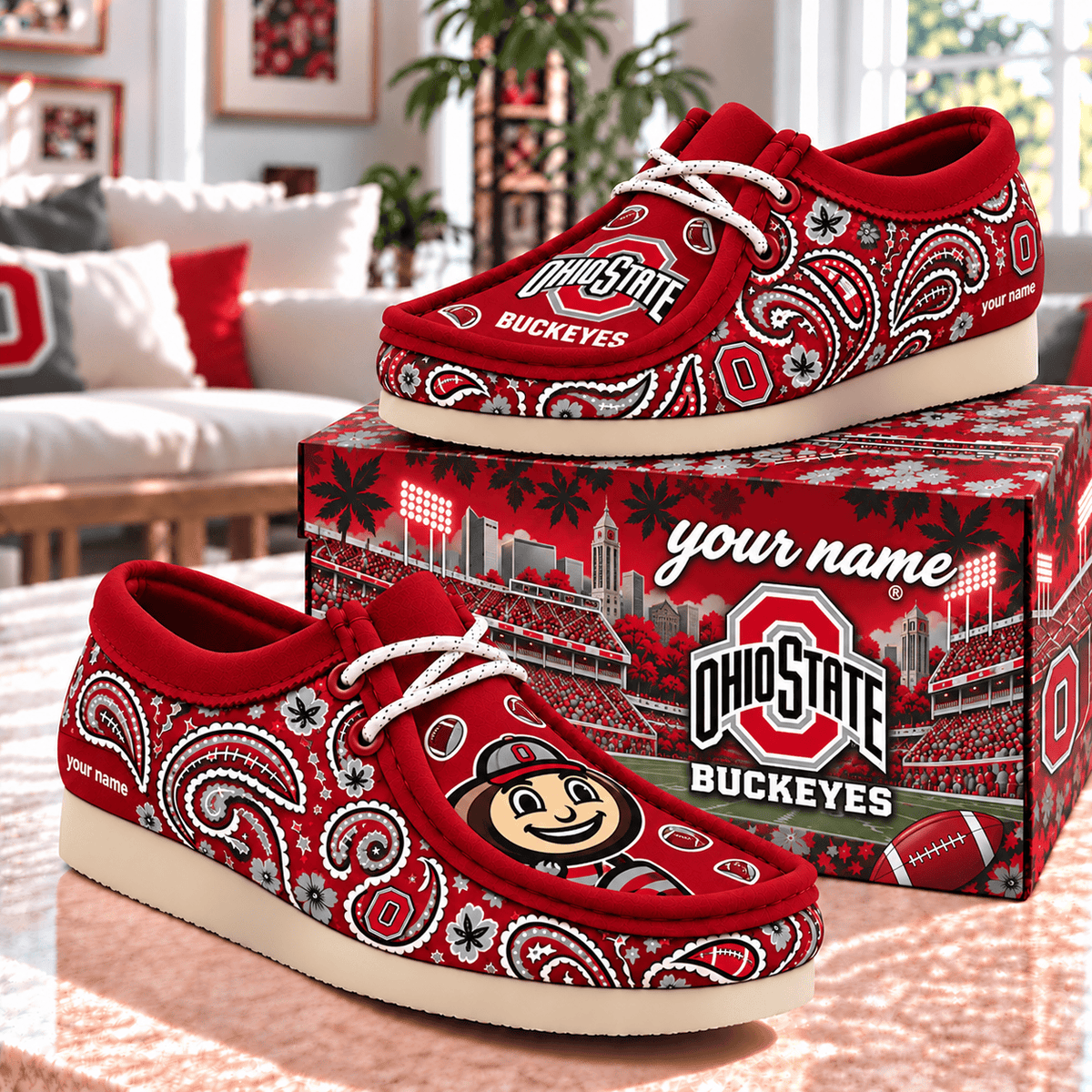 Ohio State Buckeyes NCAA Personalized Football Hey Dude Shoes Gift For Fan