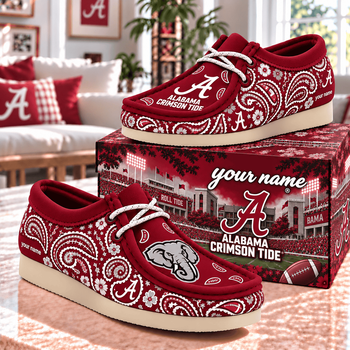 Alabama Crimson Tide NCAA Personalized Football Hey Dude Shoes Gift For Fan