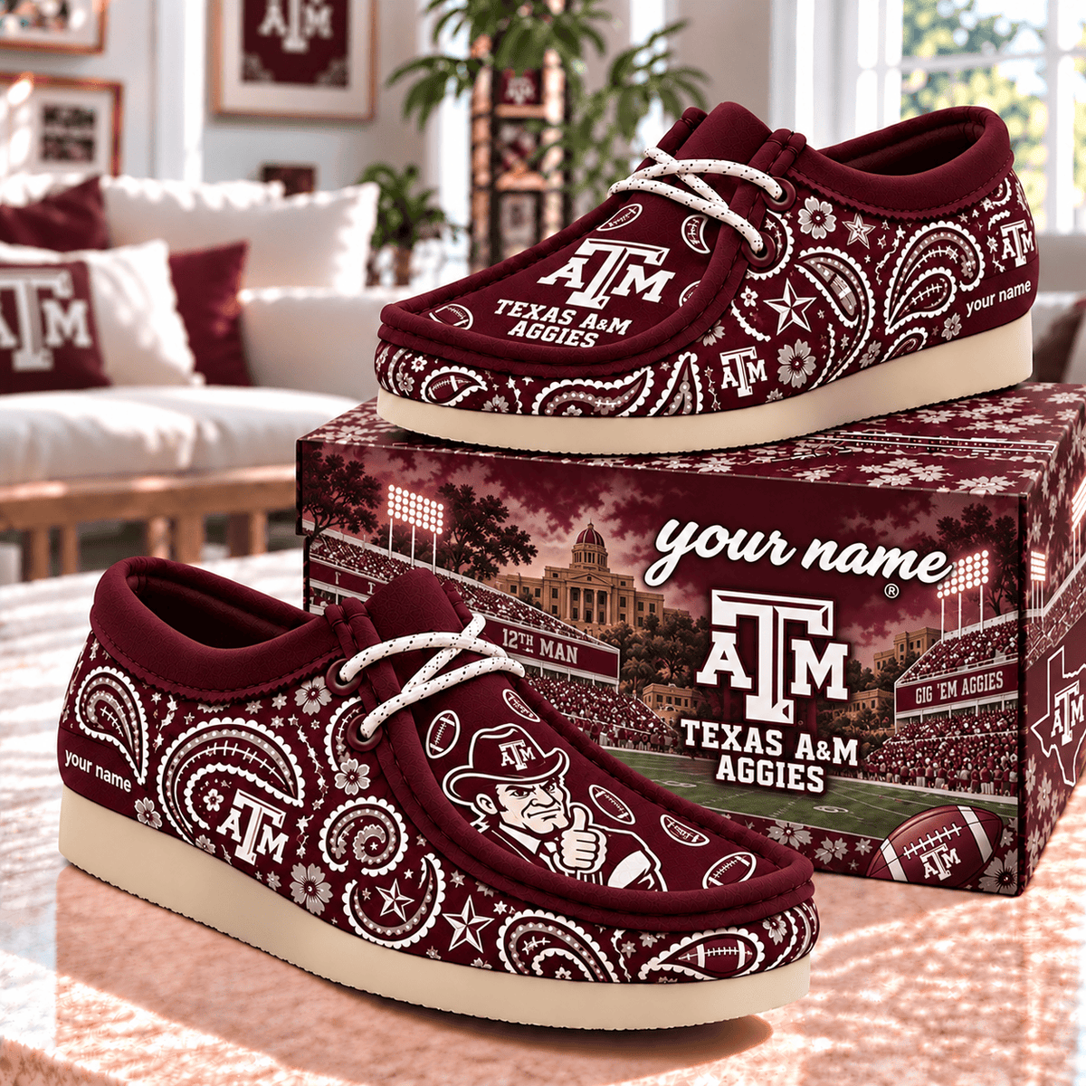 Texas A&M Aggies NCAA Personalized Football Hey Dude Shoes Gift For Fan