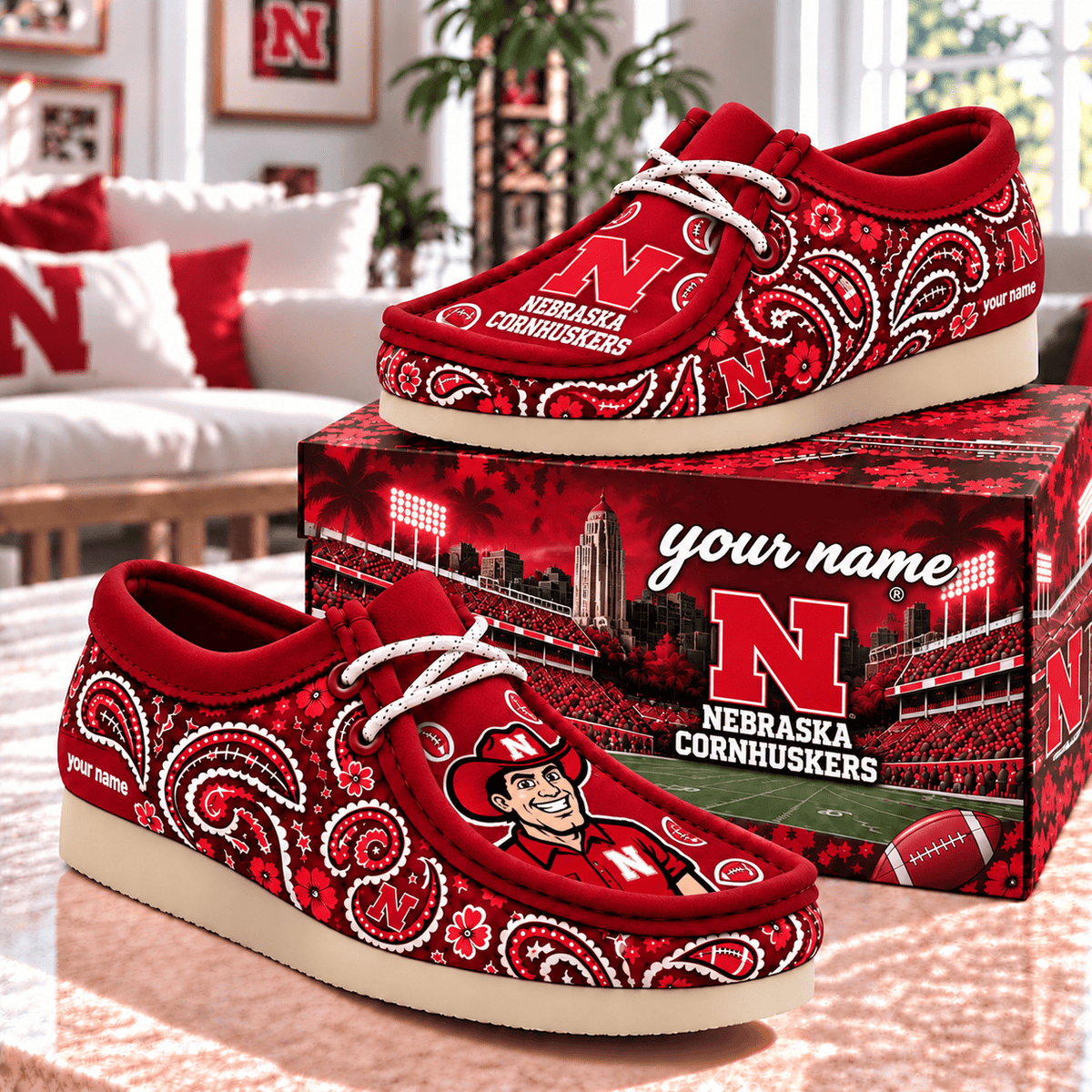 Nebraska Cornhuskers NCAA Personalized Football Hey Dude Shoes Gift For Fan