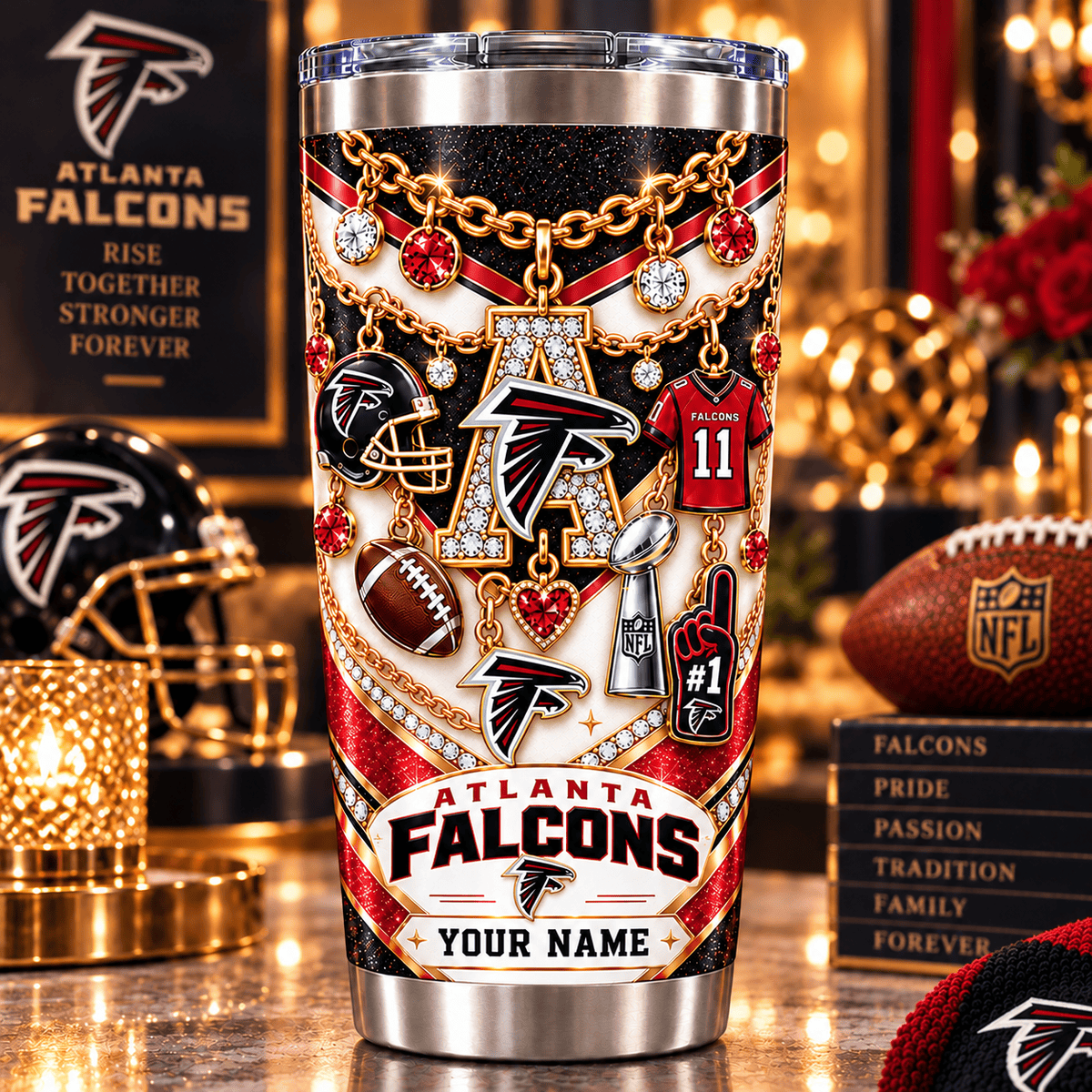 Atlanta Falcons NFL Personalized Sparkle Tumbler Gifts For Fan