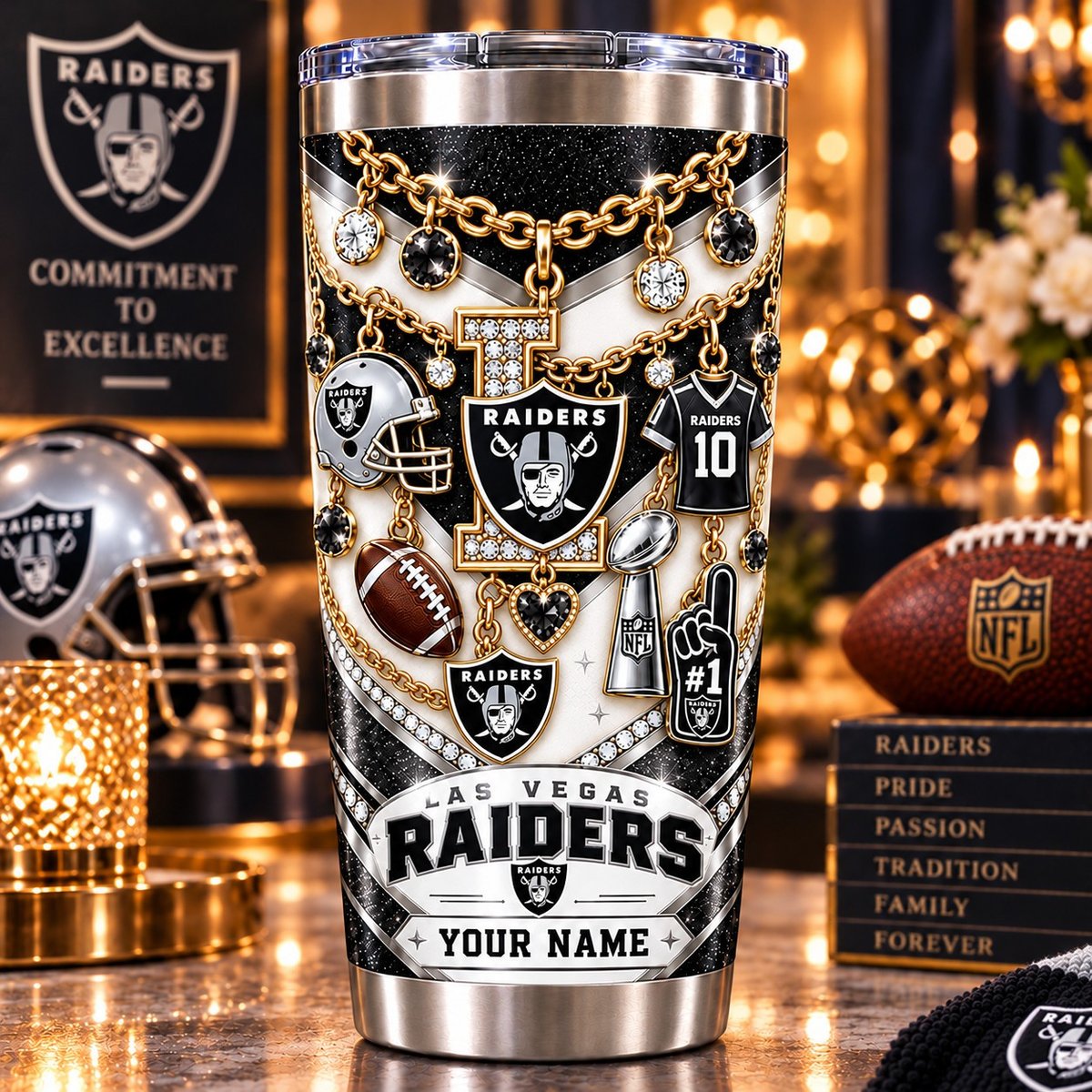 Las Vegas Raiders NFL Personalized Sparkle Tumbler Gifts For Fan