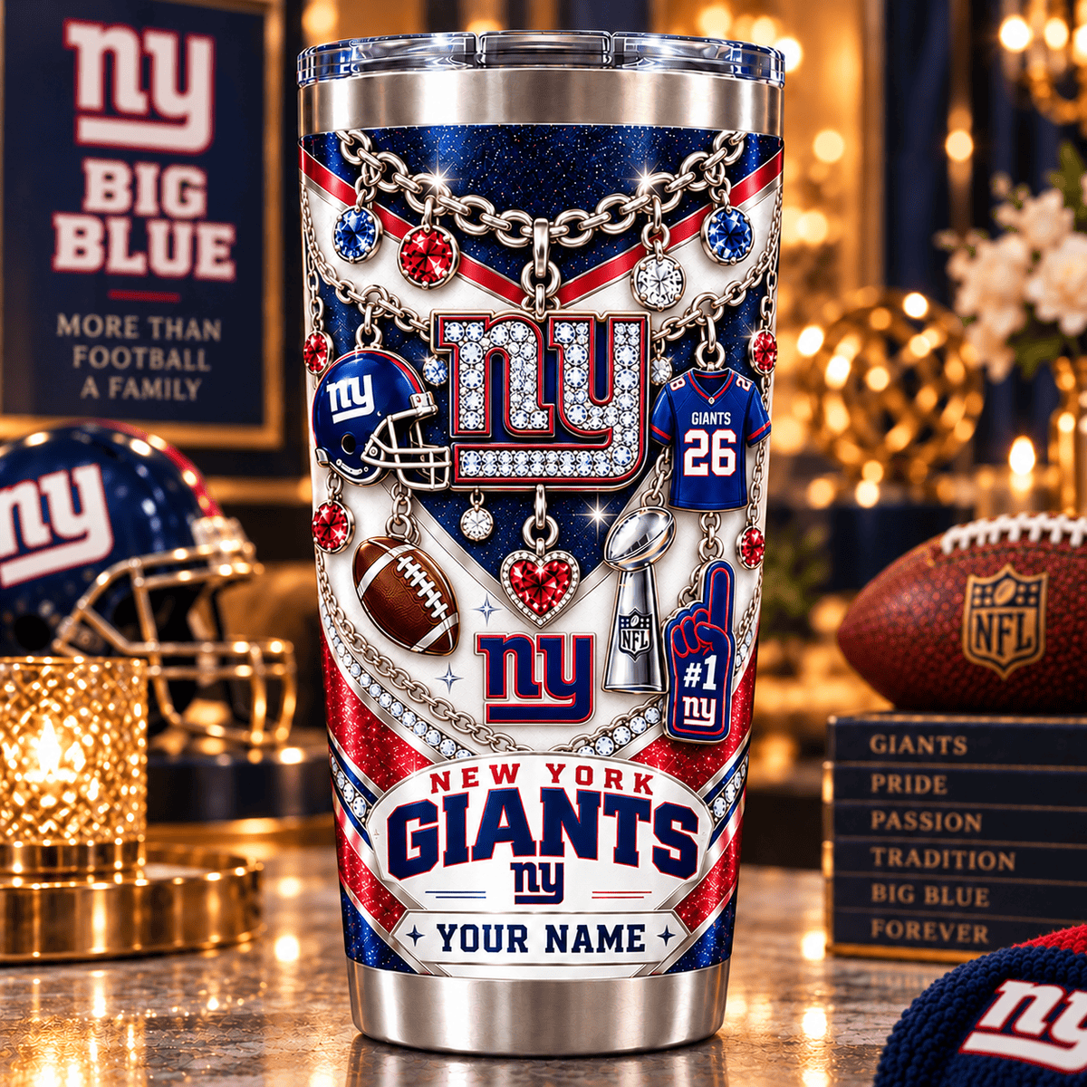 New York Giants NFL Personalized Sparkle Tumbler Gifts For Fan