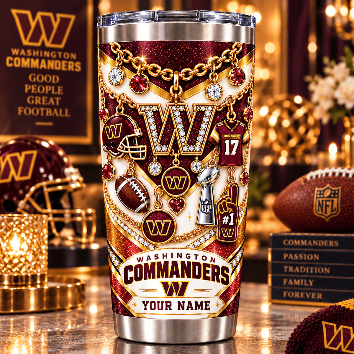 Washington Commanders NFL Personalized Sparkle Tumbler Gifts For Fan