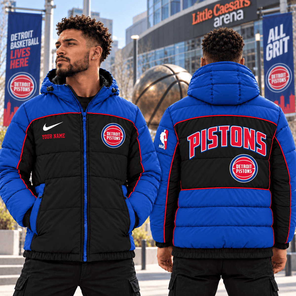 Detroit Pistons NBA Down Jacket Custom Name Gifts For Fan - Limited Edition