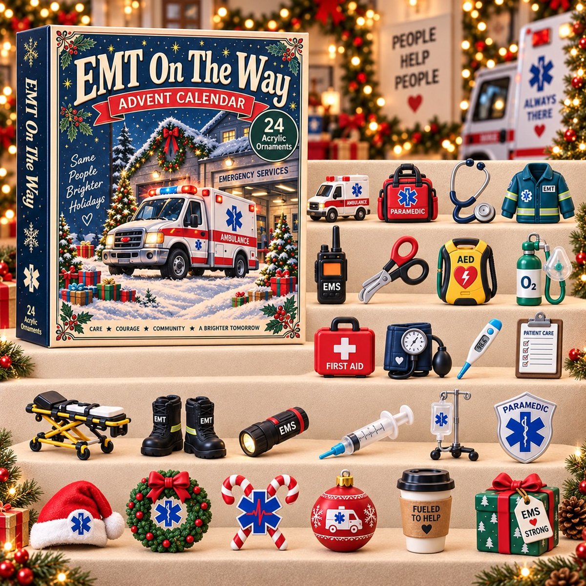EMT On The Way Advent Calendar 2026 - 24-Day Festive Countdown, Acrylic Charms Blind Box - Gift For Family, Friends