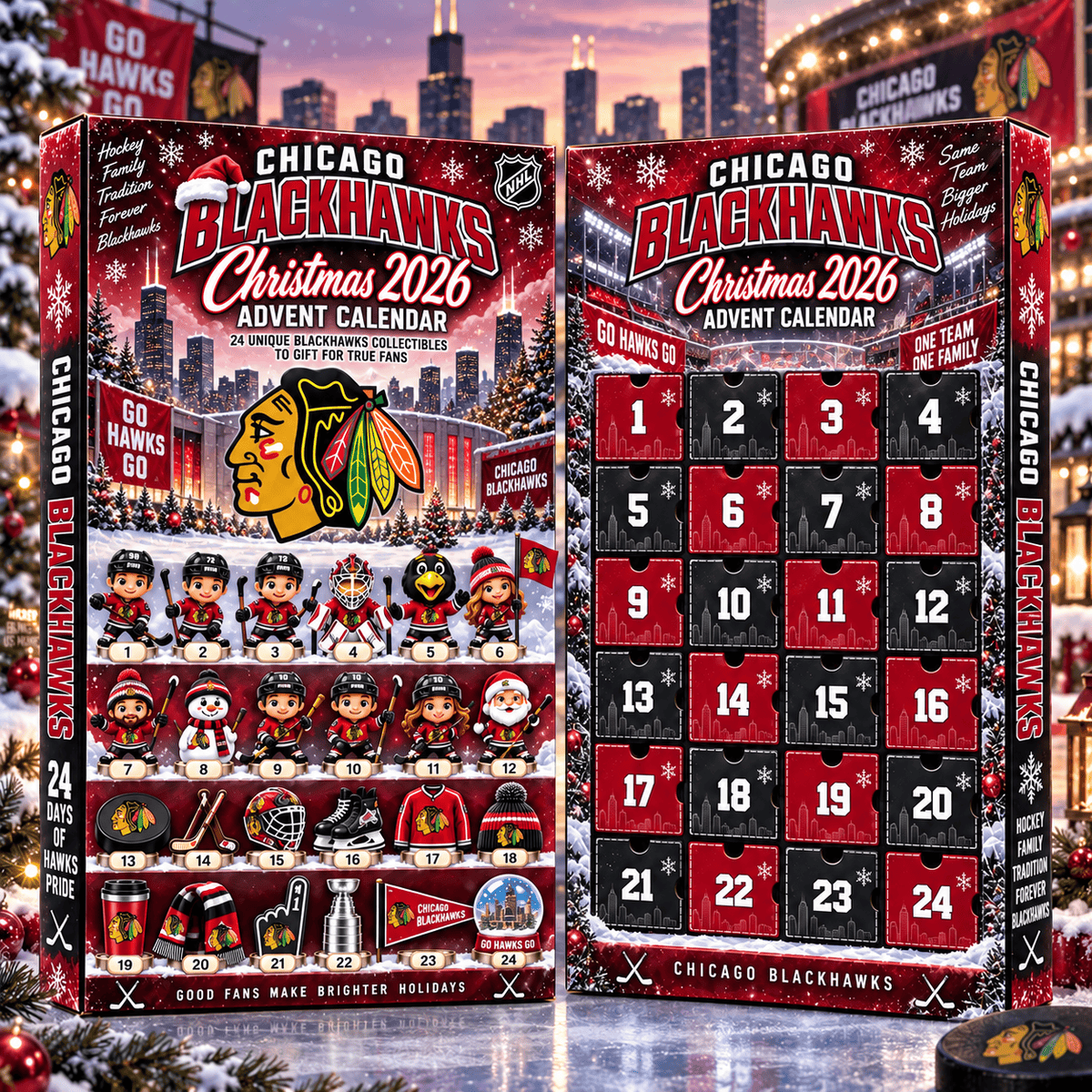 Chicago Blackhawks NHL team Advent Calendar Box New Style For Fan