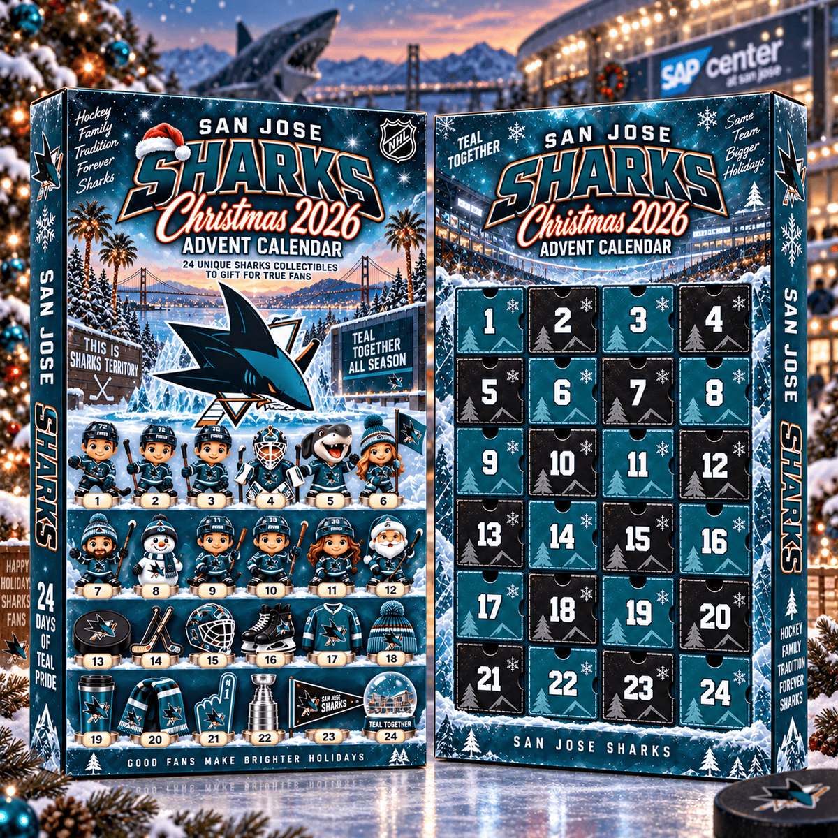 San Jose Sharks NHL team Advent Calendar Box New Style For Fan