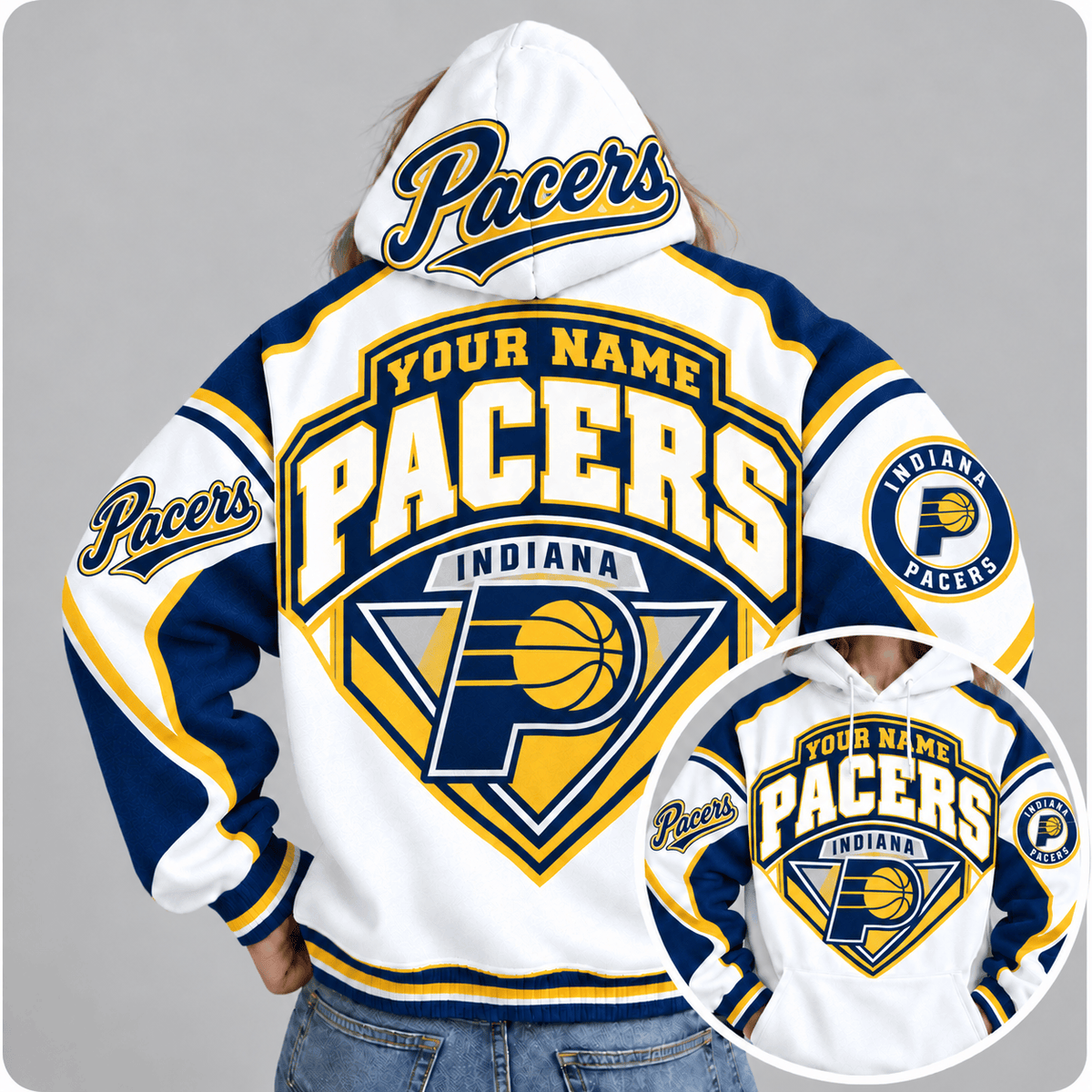 Indiana Pacers Personalized NBA Team Hoodie – Custom Name Basketball Fan Pullover Hoodie