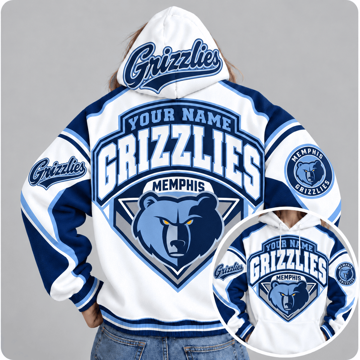 Memphis Grizzlies Personalized NBA Team Hoodie – Custom Name Basketball Fan Pullover Hoodie