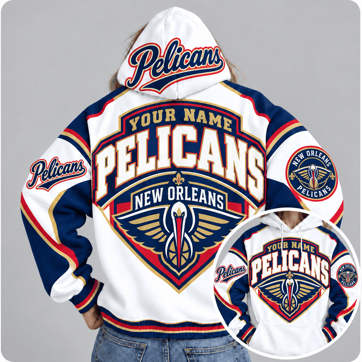 New Orleans Pelicans Personalized NBA Team Hoodie – Custom Name Basketball Fan Pullover Hoodie