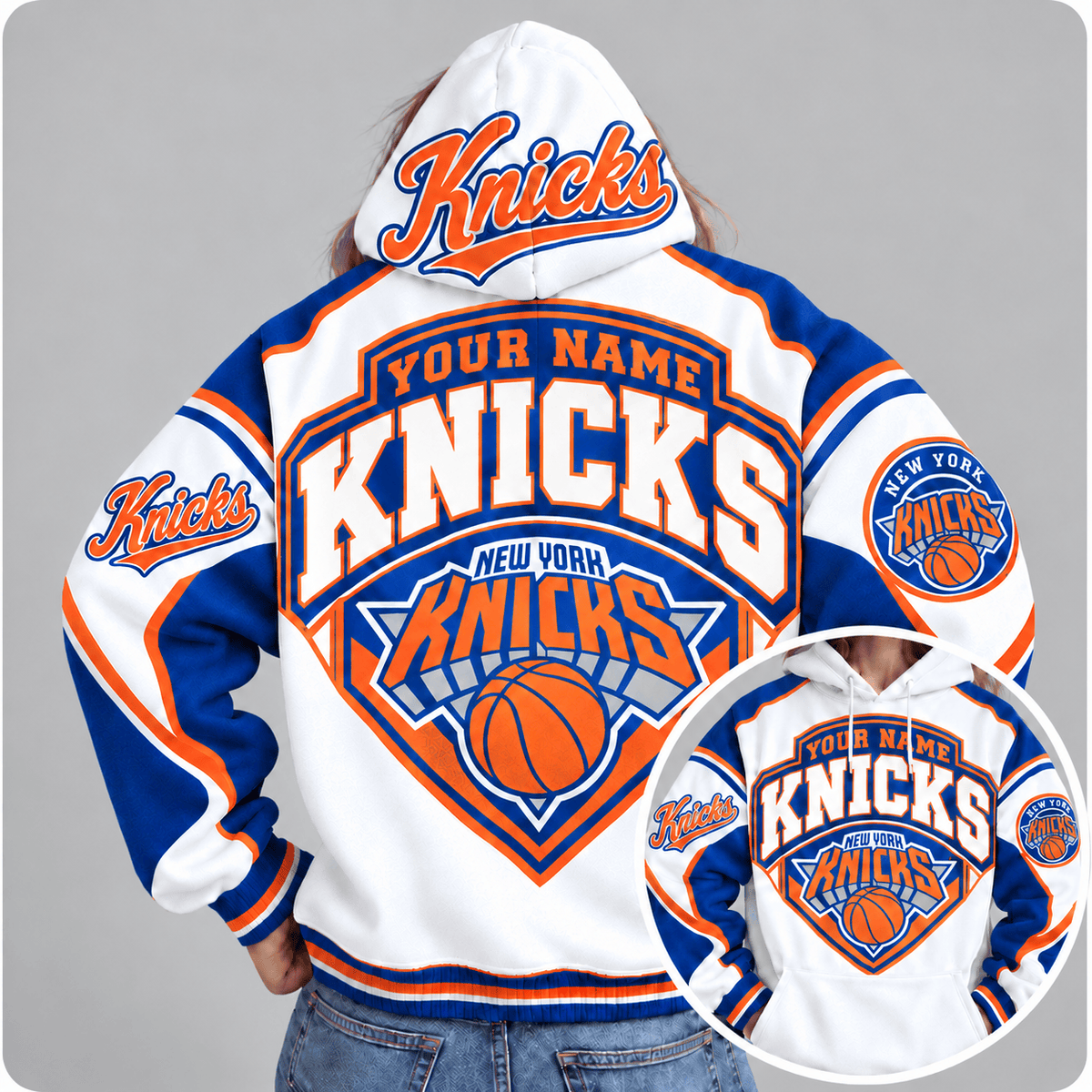 New York Knicks ⭐ Personalized NBA Team Hoodie – Custom Name Basketball Fan Pullover Hoodie
